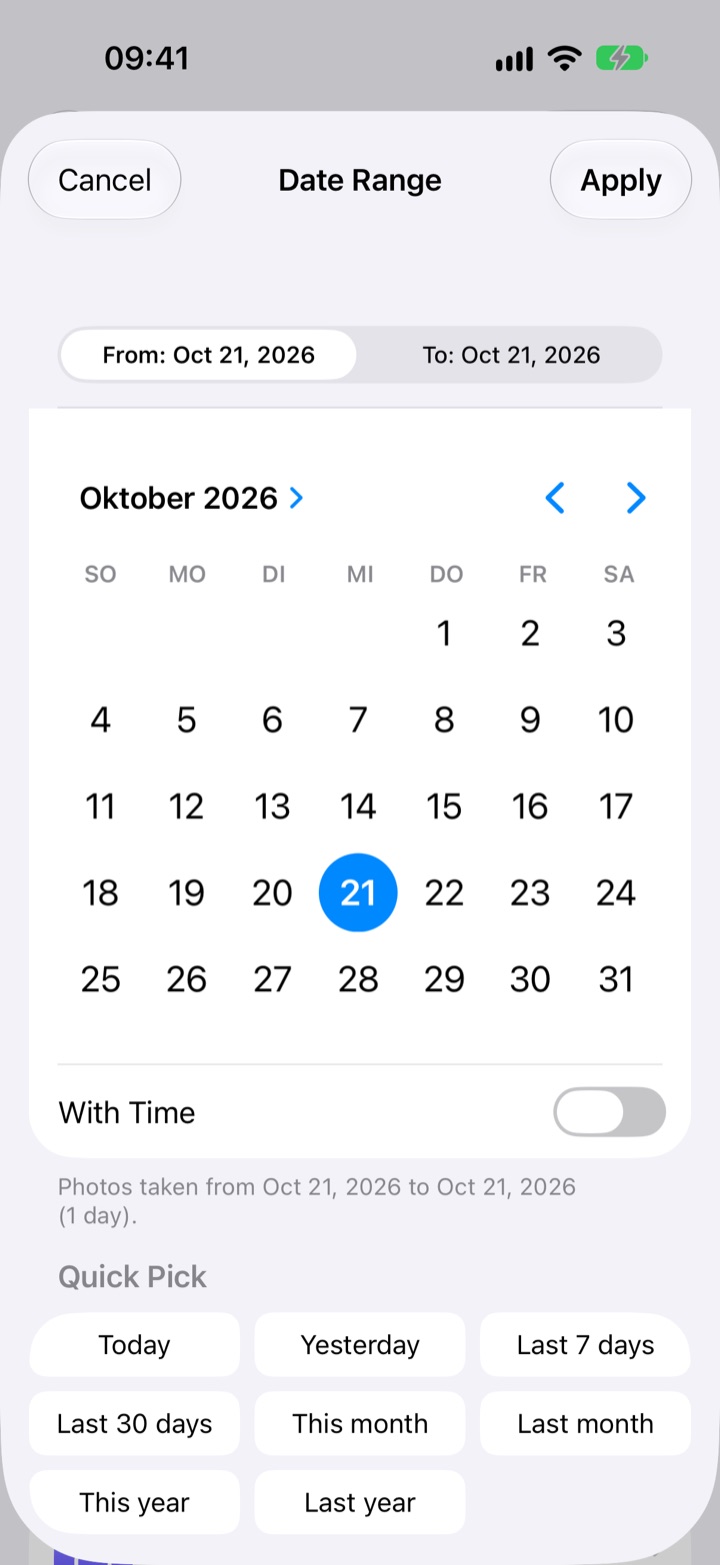 Choosing a date range from – to